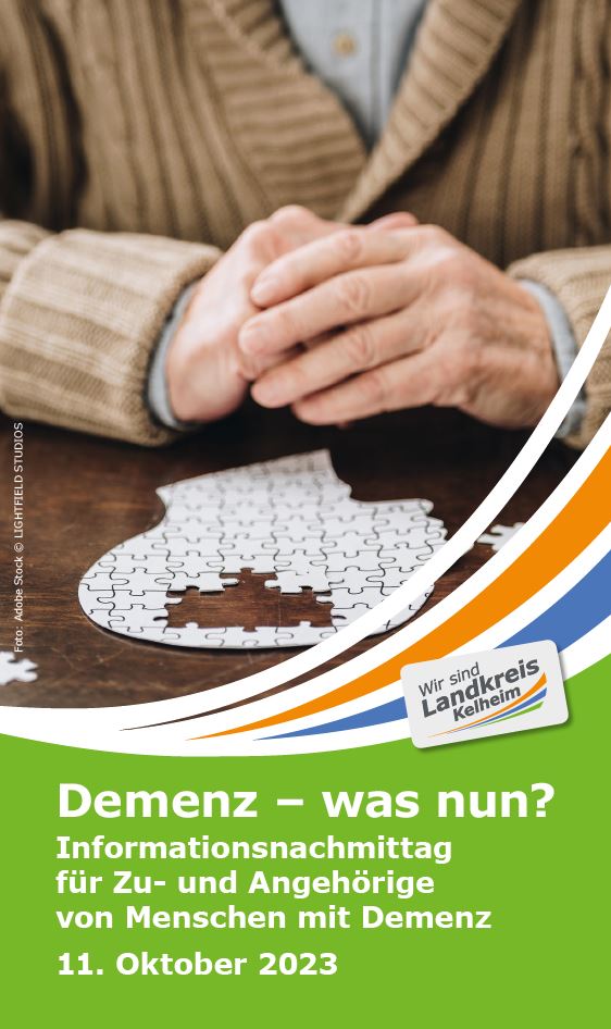 Der Informationsnachmittag für pflegende Zu- und Angehörige von Menschen mit Demenz findet am 11. Oktober 2023 ab 14:30 Uhr im Großen Sitzungssaal des Landratsamts Kelheim statt.